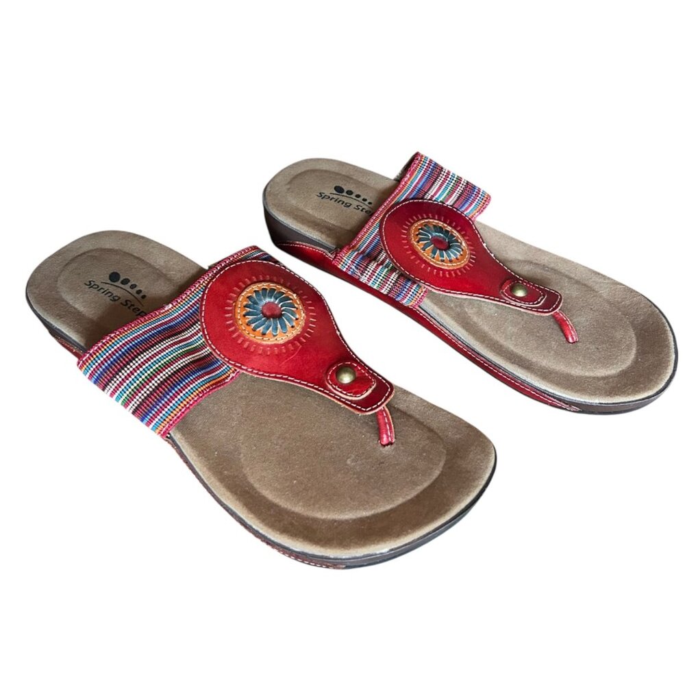 Spring Step Yasmin Leather Boho Thong Sandals 38